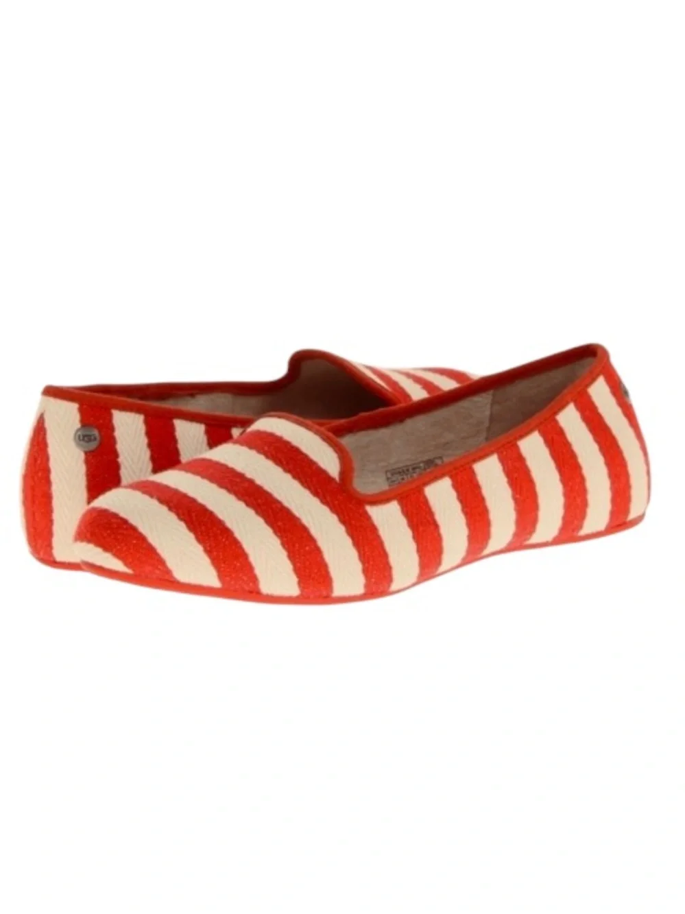 UGG Australia Alloway Red White Stripe Fabric Women's Slip-On Flat Shoes Sz 9